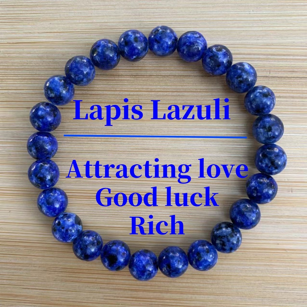 3A Lapis Lazuli 8 มม.ลูกปัดหินสร้อยข้อมือสร้อยข้อมือที่มีสีสัน Handmade Charm กําไลข้อมือเครื่องประดับ Unisex