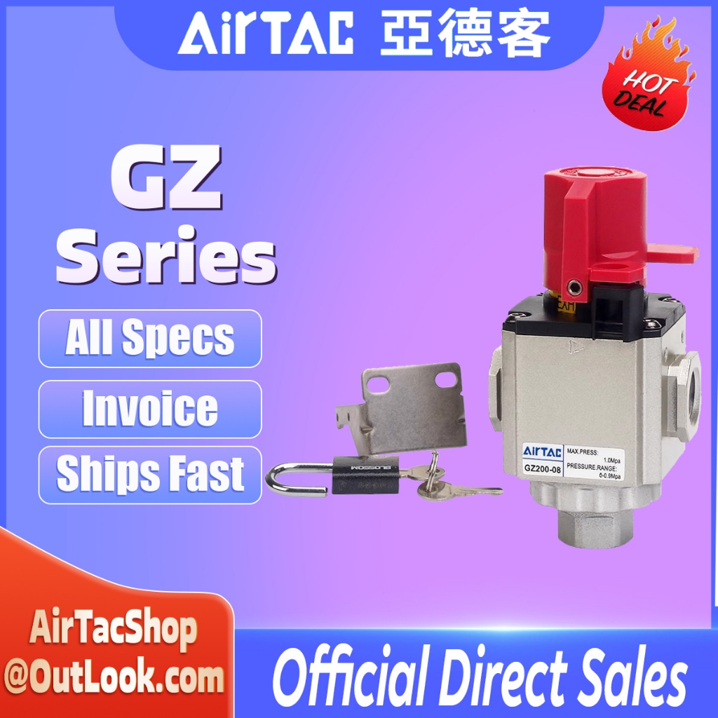 AirTac Guest Source Check Valve Residual Pressure Release Valve Switch พร้อมล็อค GZ200-08 GZ300-10 G