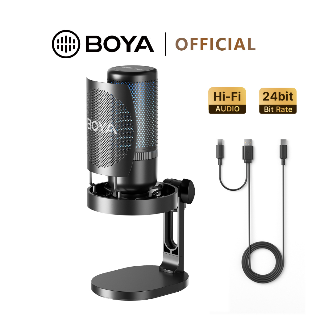 BOYA K3 ไมโครโฟน เกมมิ่ง RGB USB Condenser Mic สําหรับ PC โทรศัพท์ สตรีมมิ่ง บัน