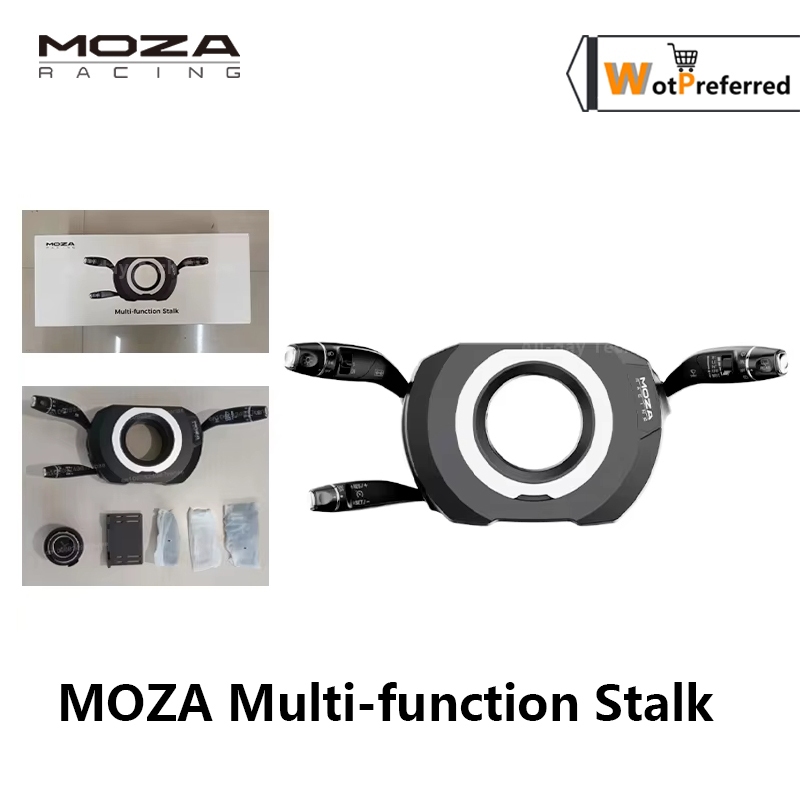 พวงมาลัย MOZA MOZA Multi-function Stalks Racing จําลองรถบรรทุกพวงมาลัยปัดน้ําฝนชุดแถบแสง (รับประกันห