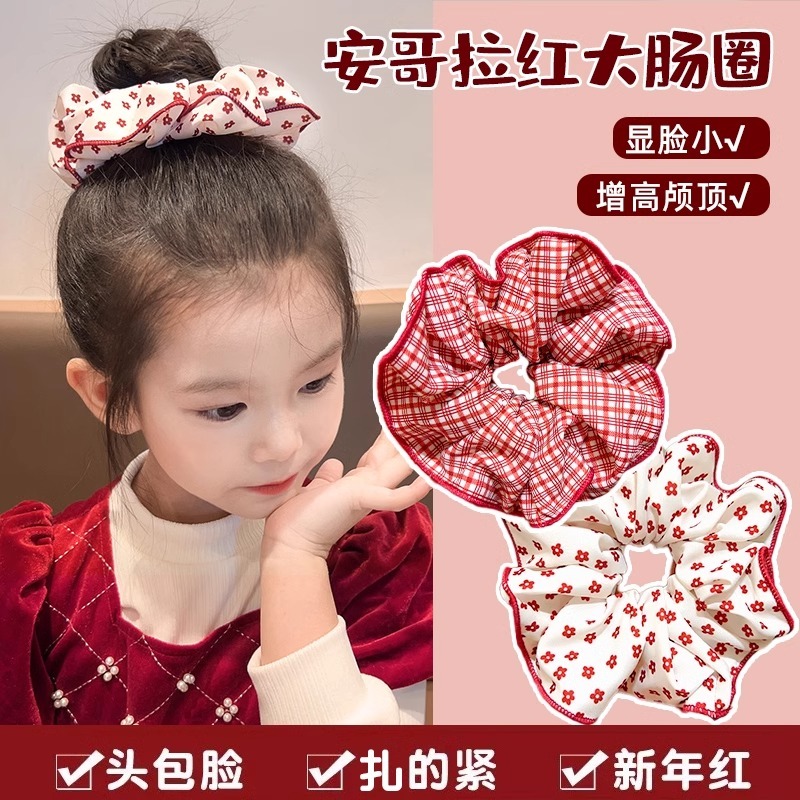 รุ วิ่งเจ้าหญิงอุปกรณ์ผมเด็กย้อนยุคสีแดงสไตล์ฮ่องกงหัวเชือกผูกบอลผมวงเชือกผมยางรัด - รูปที่ 4