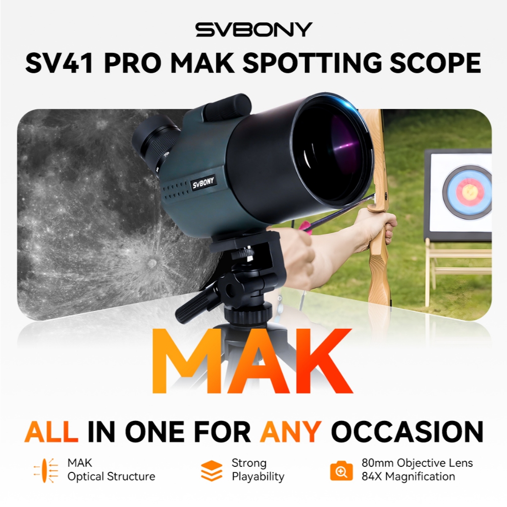 SVBONY SV41 Pro 28-84x80 ขอบเขตจุด MAK แบบพกพาพร้อมช่องมองภาพที่ถอดออกได้สําหรับการล่าสัตว์ยิงธนู