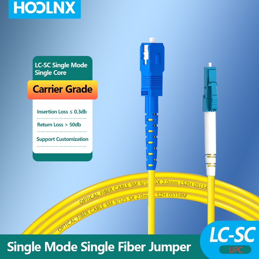 Hoolnx OS2 LC-SC Single Mode Simplex Fiber Optic Patch Cable 2.0mm LSZH - Gigabit Speed, Low Smoke Halogen-Free, Custom ความยาว 1-100m (ข้อมูล Center/5G Ready)