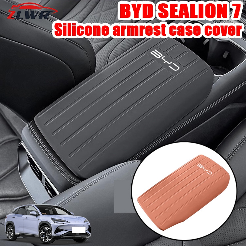 ZLWR BYD SEALION 7 กล่องเก็บของที่วางแขนควบคุมกลาง วัสดุซิลิโคน ป้องกันรอยขีดข่วน ทนต่อการสึกหรอ แผงกล่องเก็บของที่วางแขน อุปกรณ์ปรับเปลี่ยนภายในรถยนต์