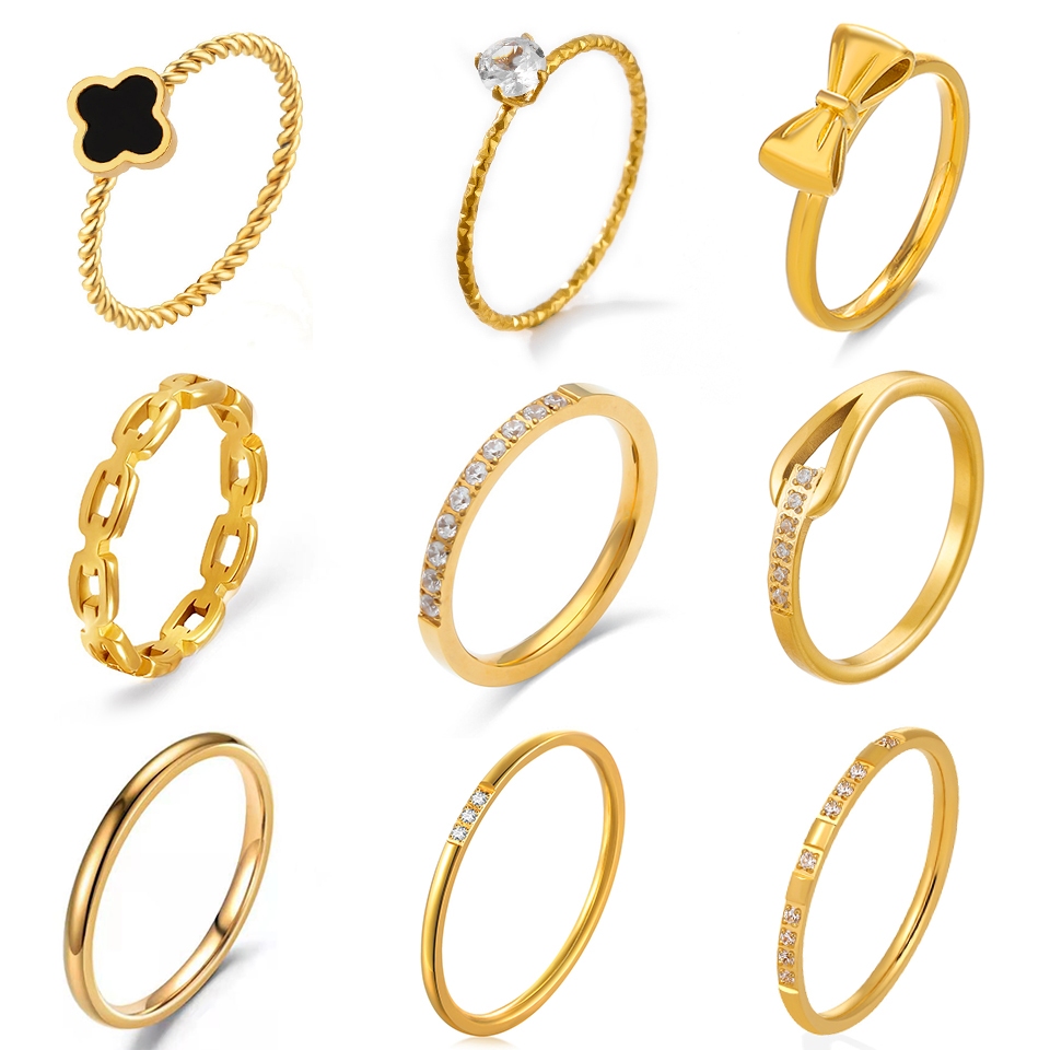 แหวนเหล็กไทเทเนียม ทอง 18k แฟชั่นคู่รัก