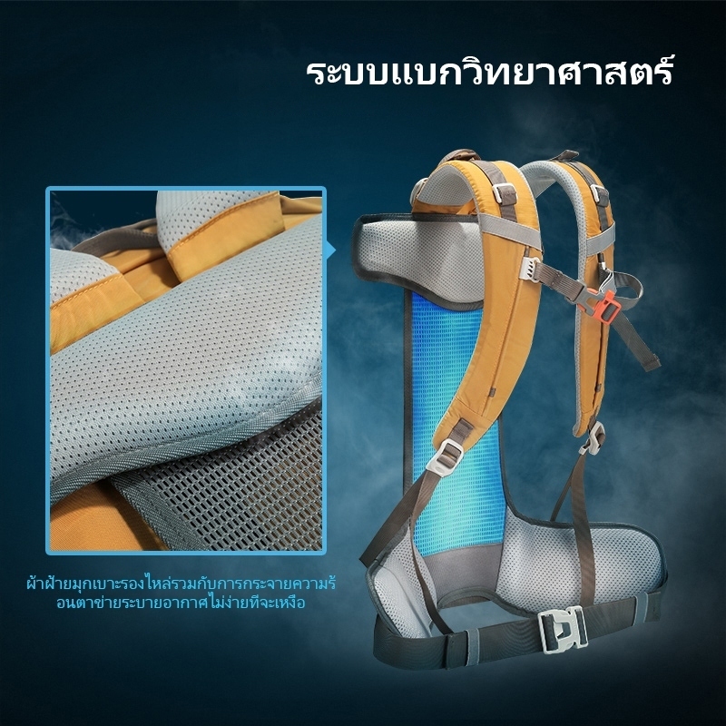 SPORT 50L กระเป๋าปีนเขากลางแจ้งความจุขนาดใหญ่เดินป่าเดินทางกระเป๋าเป้สะพายหลังกันน้ํา