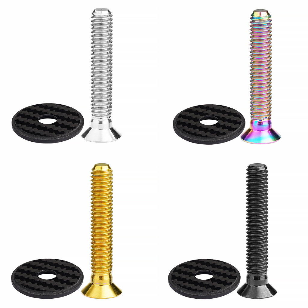 Wanyifa ชุดถ้วยคอคาร์บอนไฟเบอร์ ผิวด้าน CNC 3K 1 1/8 นิ้ว พร้อมสกรูไทเทเนียม M6X35 สําหรับจักรยานเสือภูเขา