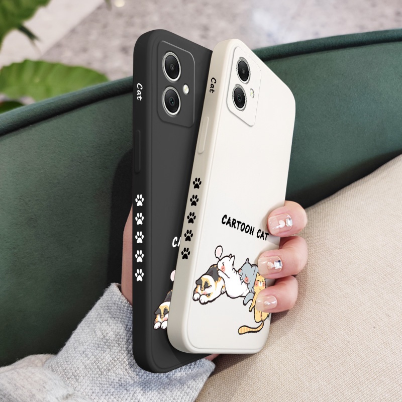 น่ารัก Sleeping Cat สําหรับ Samsung Galaxy A17 A07 A56 A36 A26 A16 A06 A15 A25 A35 A55 A05 A05S 4G 5G ซิลิโคนเหลวด้านข้างรูปแบบฝาครอบ - รูปที่ 4