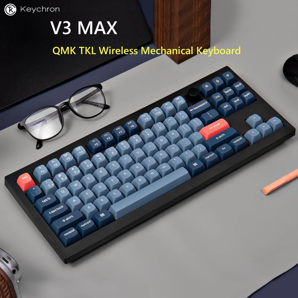 Keychron V3 Max TKL คีย์บอร์ดไร้สาย, QMK/VIA RGB บลูทูธ/2.4 GHz/แบบมีสาย, 87 คีย์ Hot-Swappable สําห