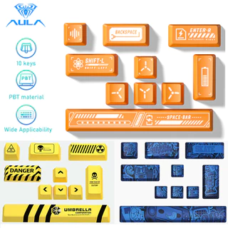 Aula PBT ปุ่มกดคีย์บอร์ด 10 คีย์ 3 สี คุณภาพสูง ถอดออกได้ กันลื่น ทนต่อการสึกหรอ