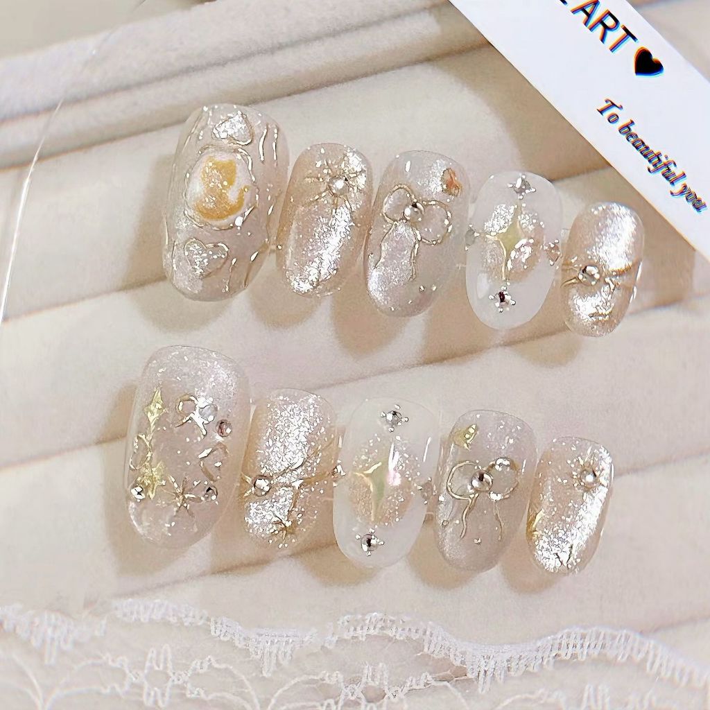 CilpChic10 ชิ้น Cats Eye เล็บปลอมกาวเยลลี่ XS/S/M ขนาดสั้นกลางบัลเล่ต์เล็บออกแบบ COD - รูปที่ 7