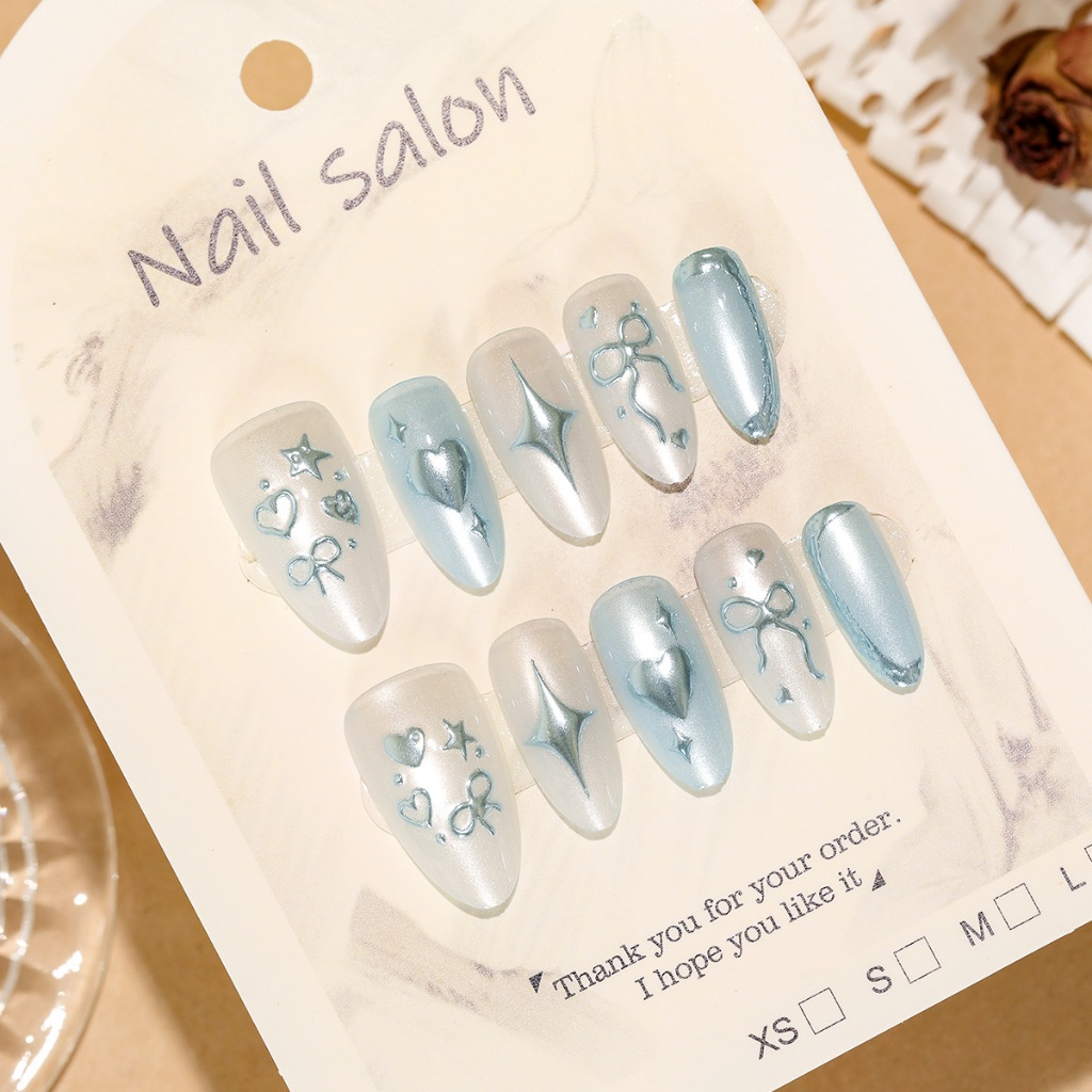 CilpChic10 ชิ้น Cats Eye เล็บปลอมกาวเยลลี่ XS/S/M ขนาดสั้นกลางบัลเล่ต์เล็บออกแบบ COD - รูปที่ 4