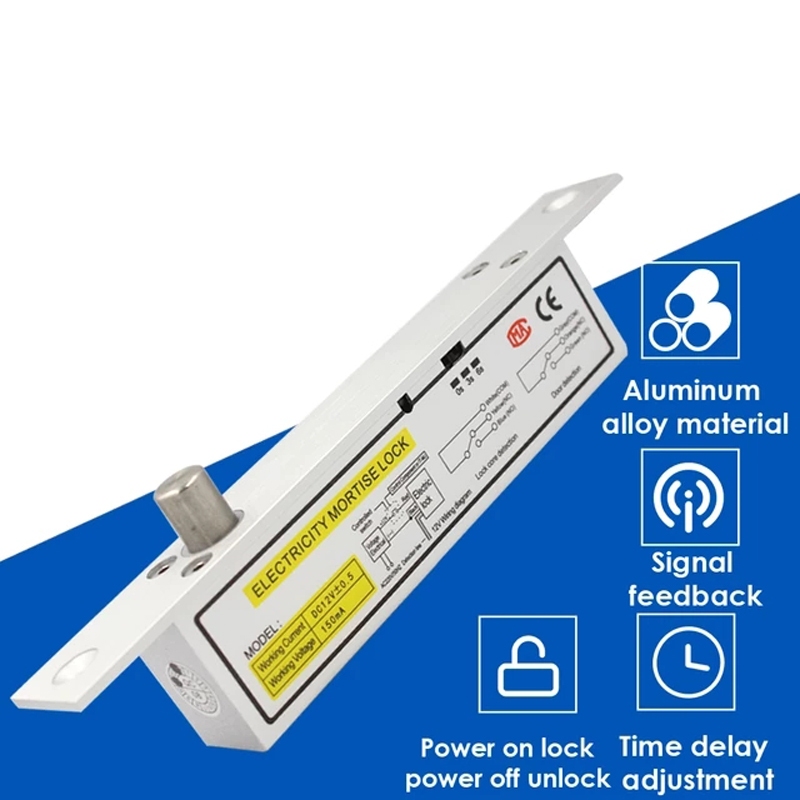 5 สาย DC12V ล็อคไฟฟ้าแม่เหล็กพร้อมตัวจับเวลา Mortise ประตูล็อค fail ปลอดภัย fail Secure Bolt Mortise