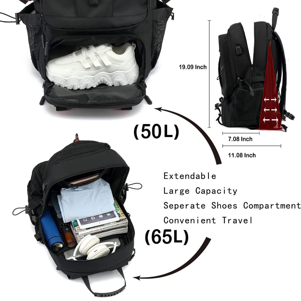 จัดส่งจากประเทศไทยในท้องถิ่น COD 50-80L✨กระเป๋าเป้เดินทางผู้ชายกระเป๋าเป้กันน้ำสำหรับเล่นกีฬาสามารถเก็บเสื้อผ้าและรองเท้าได้ backpack travel