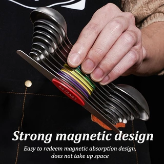 Cocious 9 Pieces Magnetic Measuring Spoons Set 9ชิ้นช้อนตวงแม่เหล็กชุดสแตนเลสสองด้านวางซ้อนกันได้ช้อนชาสําหรับห้องครัวทําอาหารเครื่องมืออบสนิมหลักฐานแข็งแรง