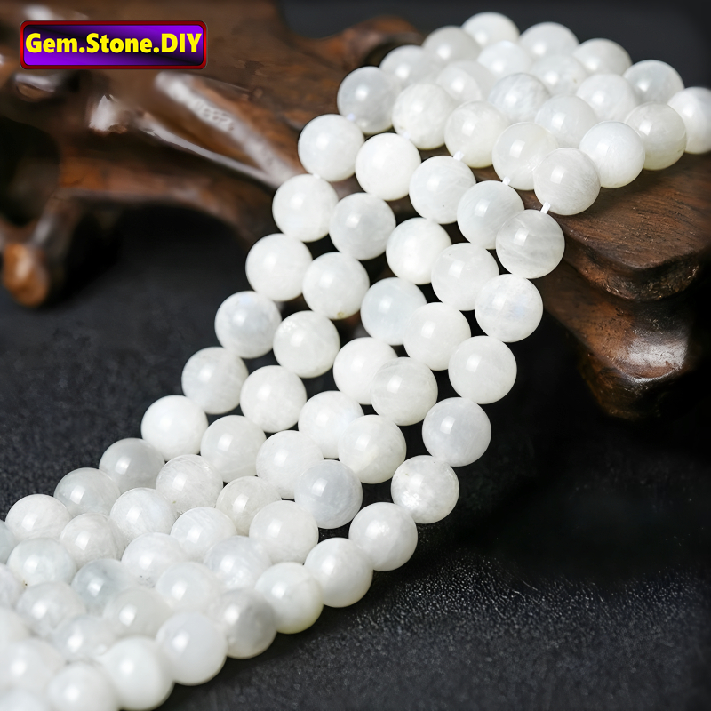 Moonstone Natural Stone，Loose Bead มูนสโตนหินธรรมชาติ,หลวมลูกปัด ตัวเว้นวรรค สําหรับสร้อยข้อมือ/สร้อยคอ/แหวน/ต่างหู,ขายส่งทําด้วยมือทําเองเครื่องประดับอุปกรณ์เสริม,สร้อยข้อมือหินคริสตัลหิ