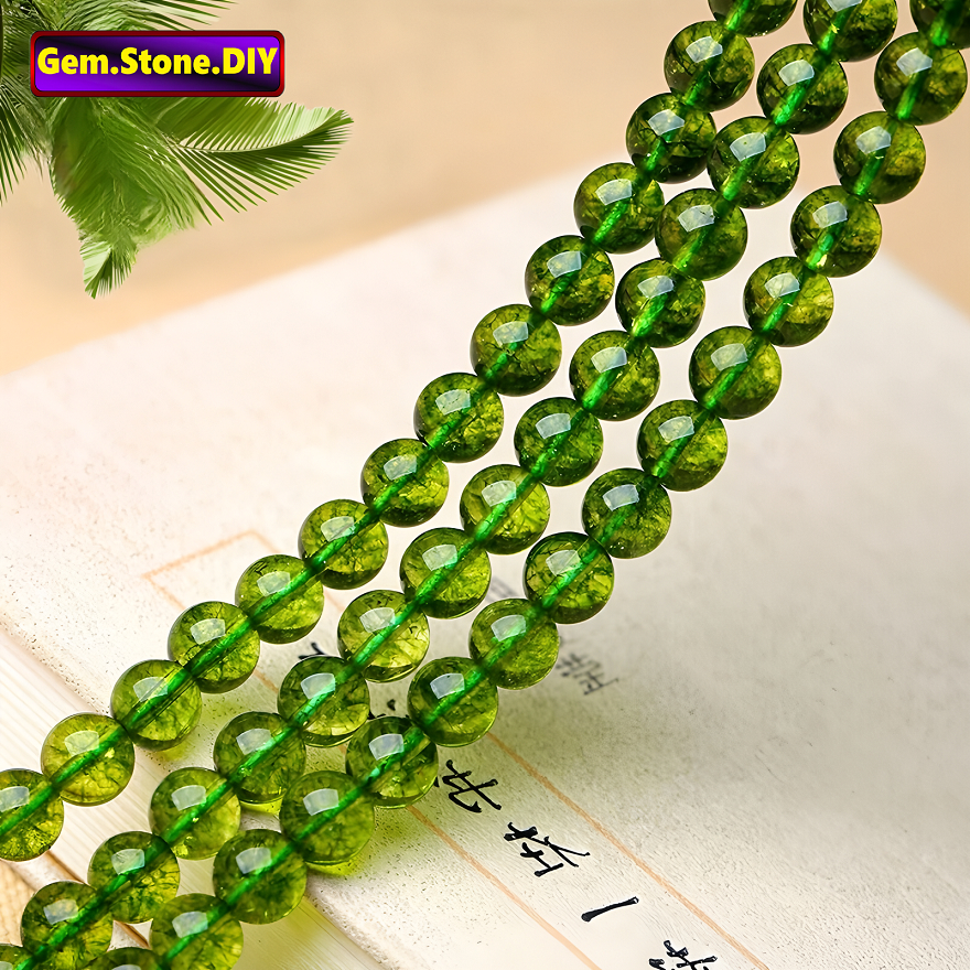 Olive Green Crack Quartz Natural Stone，Loose Bead มะกอกสีเขียวแตกควอตซ์หินธรรมชาติ,หลวมลูกปัด ตัวเว้นวรรค สําหรับสร้อยข้อมือ/สร้อยคอ/แหวน/ต่างหู,ขายส่งทําด้วยมือ ทําเอง เครื่องประดับ,สร้อยข้อมือหินคริสตัลหิ