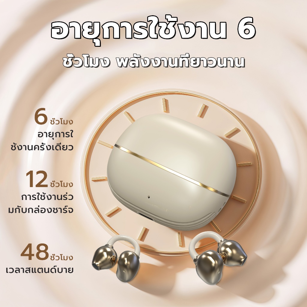KY TECH KY66 หูฟังแบบหนีบหู, การออกแบบ C-bridge, เทคโนโลยีการฟังแบบเปิดหู, การจดจำซ้าย-ขวาอัตโนมัติ, เสียงสเตอริโอระดับ HiFi, การควบคุมแบบสัมผัส IPX5 กันความร้อนด้วยบลูทูธ 5.49, คลิปหนีบหูไม่รู้สึกเมื่อสวมใส่