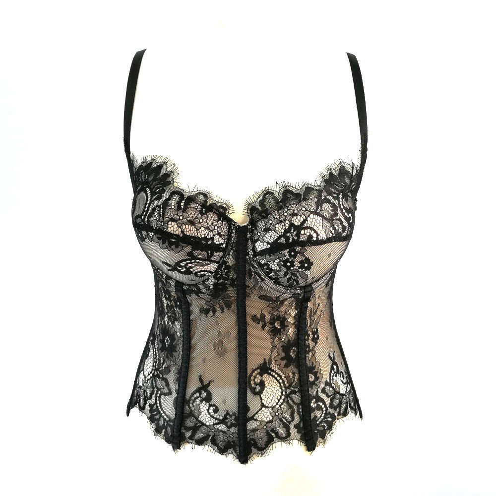 Shapewear Corset Bra Top Shapewear Corset Bra Top ผู้หญิงลูกไม้สีดําเซ็กซี่ Cutout สลิง Slim เสื้อกั๊กหน้าอก Pad Top