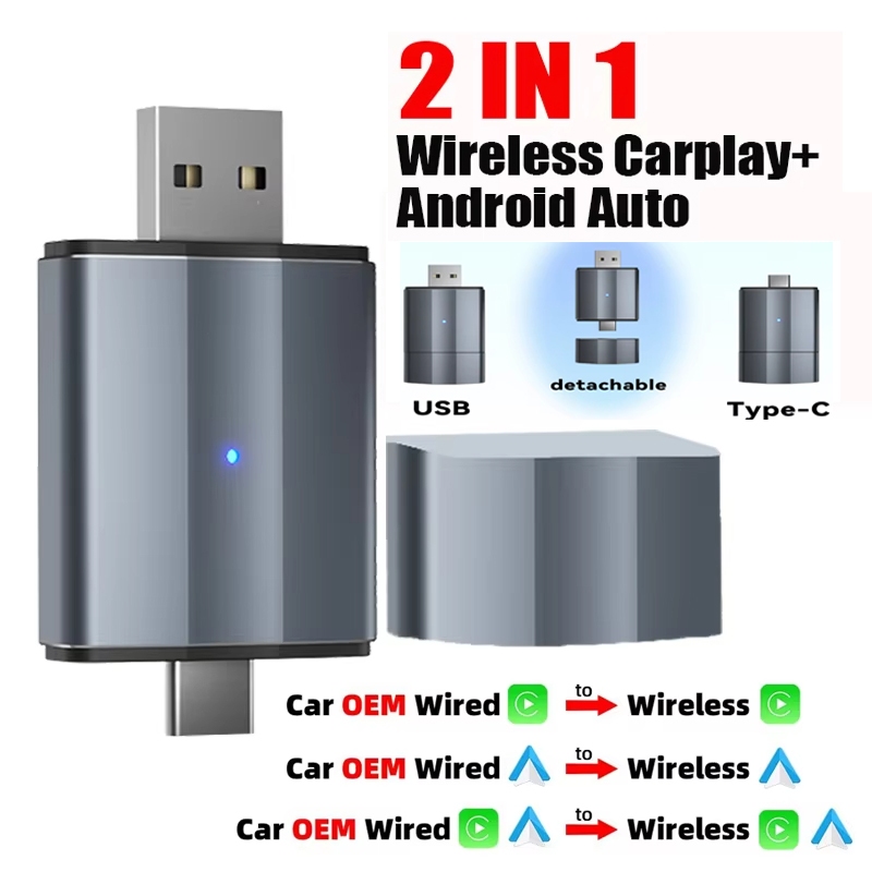 [Youyue] 2 in 1 Wifi Carplay Box Android Type C & USB Auto Adapt Wireless Carplay Display Bluetooth 
