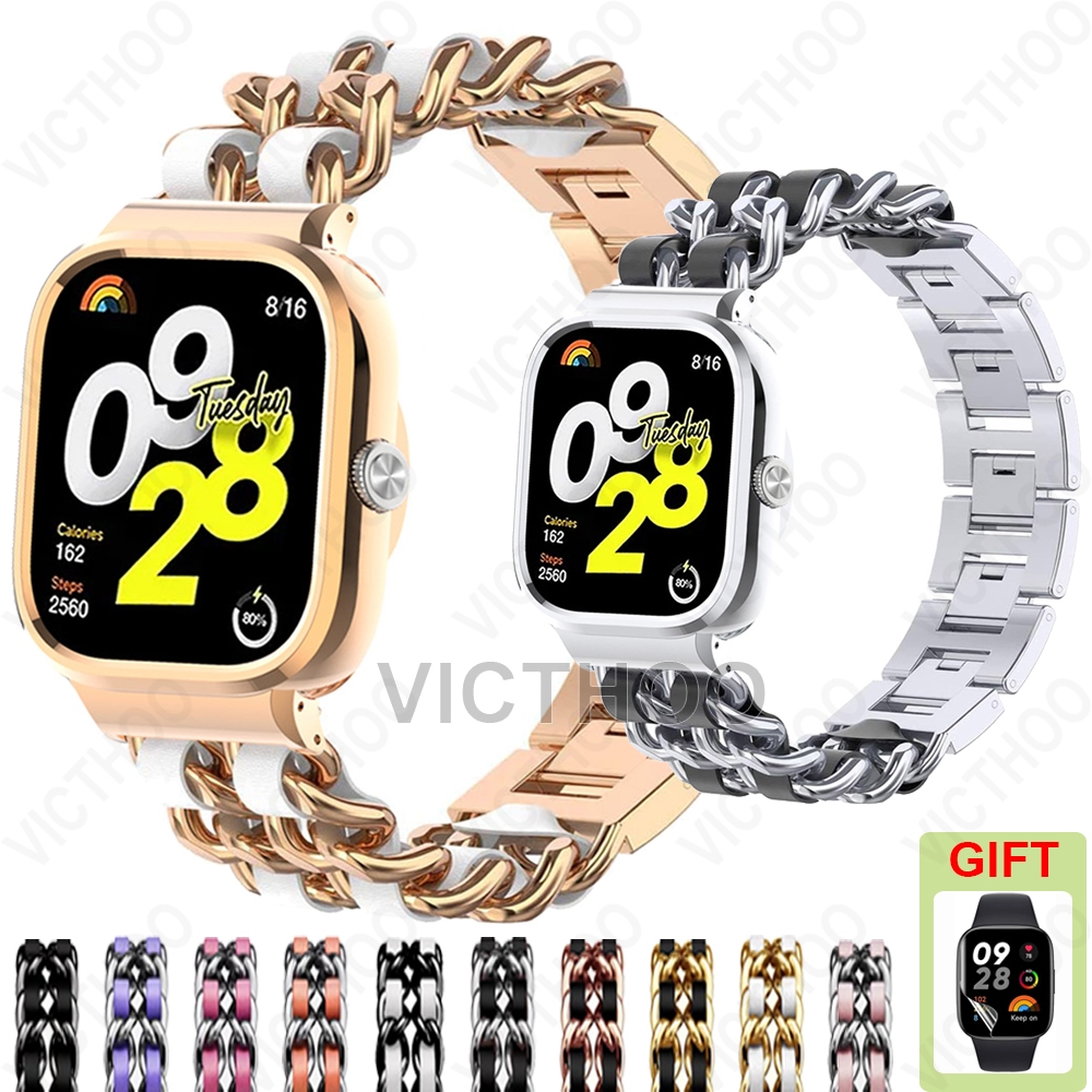 สายนาฬิกาสแตนเลสสตีล สายนาฬิกาโลหะให้ Redmi Watch 5 4 3 2 Active / Mi Watch Lite