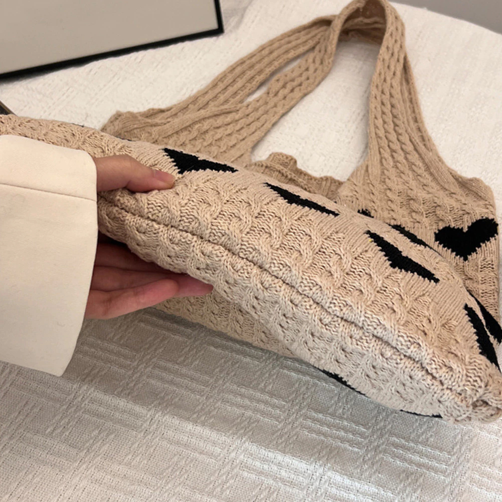 กระเป๋าสะพายข้างทรงกลวงสำหรับผู้หญิง กระเป๋าถือเดินทางแบบโครเชต์ใบใหญ่ กระเป๋าชายหาด - รูปที่ 4