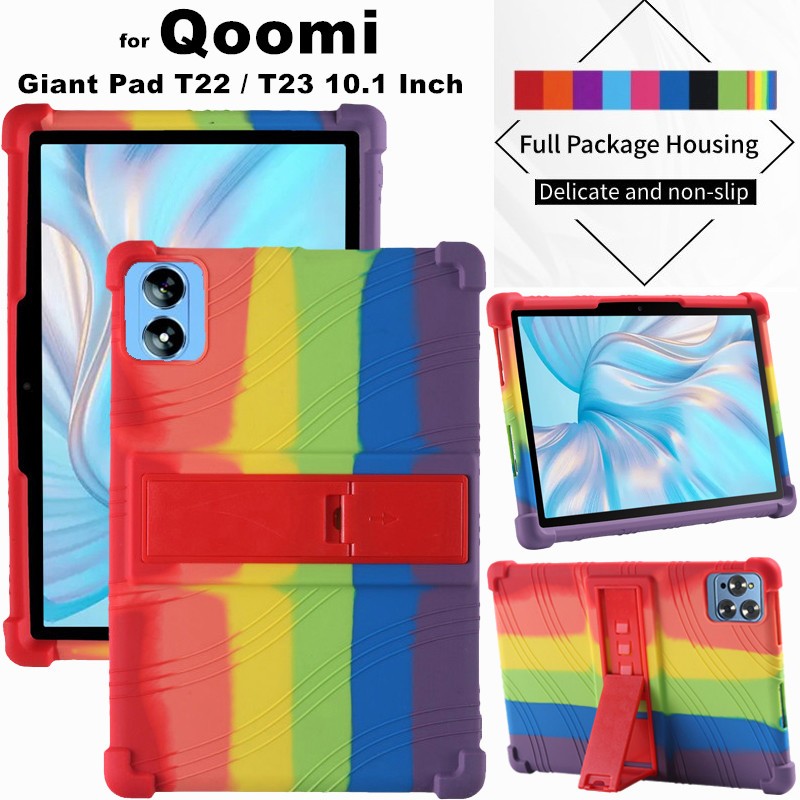 for QOOMI Tab Giant Pad T23 T22 10.1 Inch Tablet Case Soft Silicone Adjustable Kickstand Cover Shock