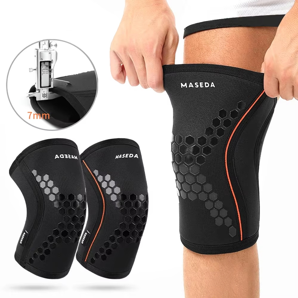 Neanca 1PC 7 มม.เข่าแขนสําหรับยกน้ําหนักและ Powerlifting, การสนับสนุนการบีบอัดเข่าประสิทธิภาพสูงสําหรับหมอบ, การยกน้ําหนัก