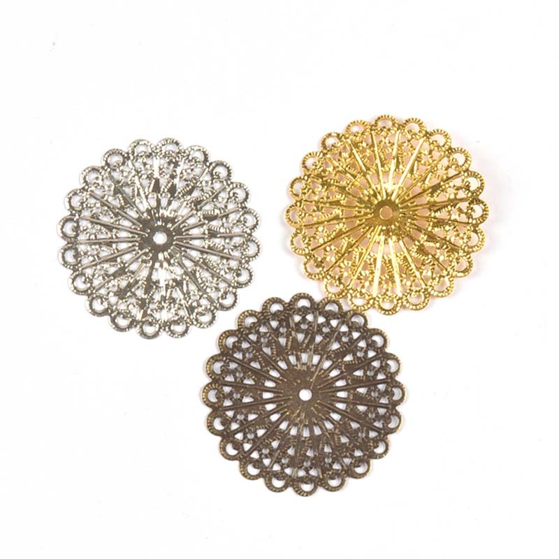 10 ชิ้น 43 มิลลิเมตรเชื่อมต่อโลหะหัตถกรรมดอกไม้ Filigree Wraps Connectors Embellishments สําหรับ DIY Scrapbooking Home Decor YKL0898