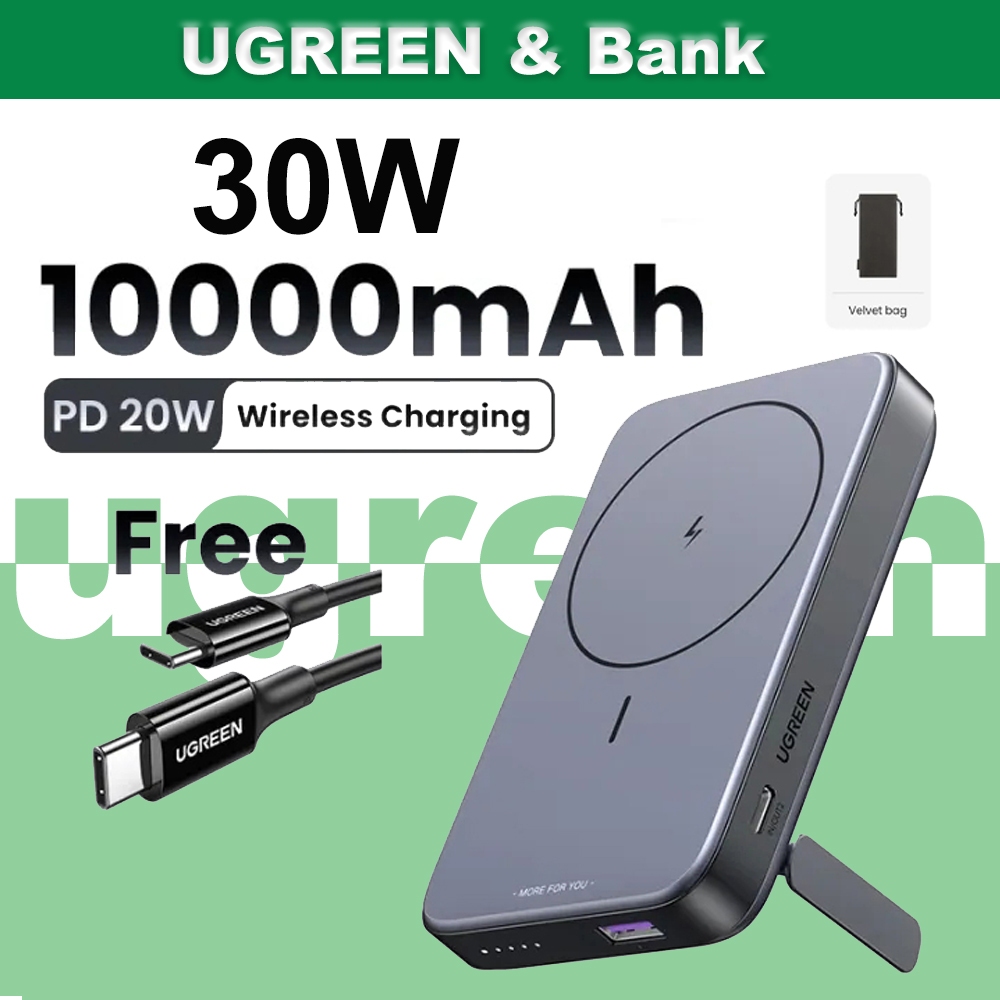 Bank By UGREEN PB206 10000mAh 20W Power Bank USB Type C Magnetic Wireless Charging