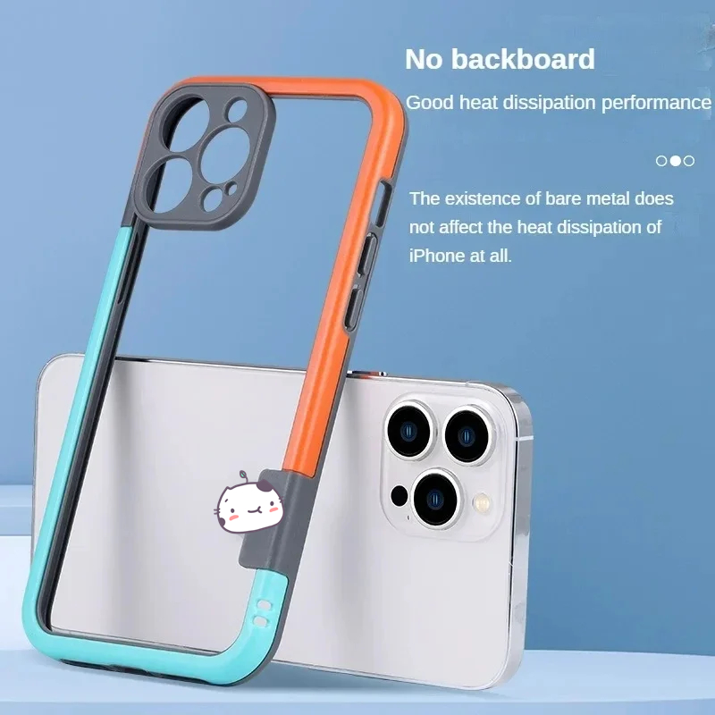 Juji Soft TPU กรอบกันชนสําหรับ iPhone 15 Pro Max 14 13 12 11 Pro Max 7 8 Plus X Xs XR Xs Max เคสโทรศัพท์กันกระแทกป้องกันชายแดนเท่านั้นไม่มีกลับ