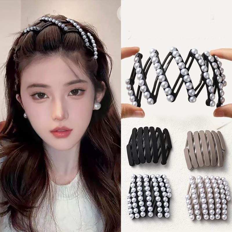 ผู้หญิง สไตล์มุกสีหดพับที่คาดผมแบบพกพาสําหรับผู้หญิงล้างที่คาดผมพิเศษ