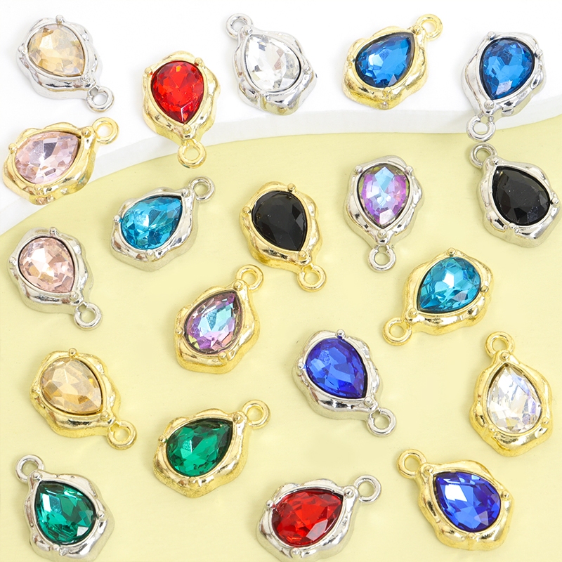 10ชิ้นmulticolorคริสตัลrhinestone Inlayหยดน้ํารูปCharms,แสงหรูหราElegantสร้อยคอสร้อยข้อมือต่างหูHeadwearตกแต่งเสื้อผ้าDIYเงาจี้