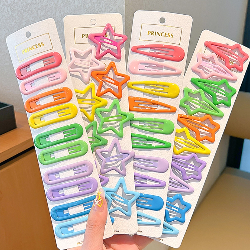 10ชิ้น/ถุงที่มีสีสันดาวรักน้ําหยดกิ๊บสําหรับเด็กทารกกิ๊บด้านข้าง