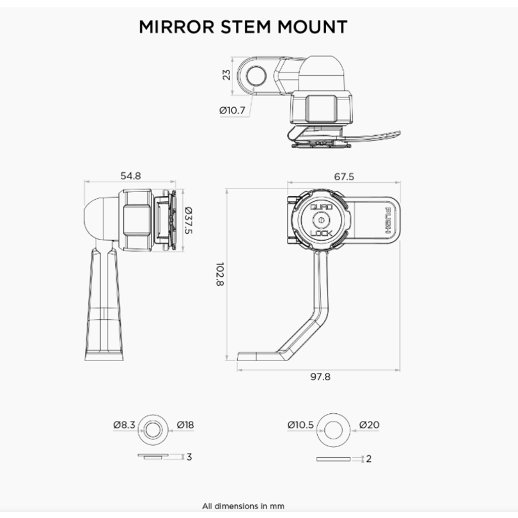 Quad Lock Scooter/Motorcycle - ที่วางโทรศัพท์แบบแท่งกระจกสําหรับรถจักรยานยนต์ - รูปที่ 6