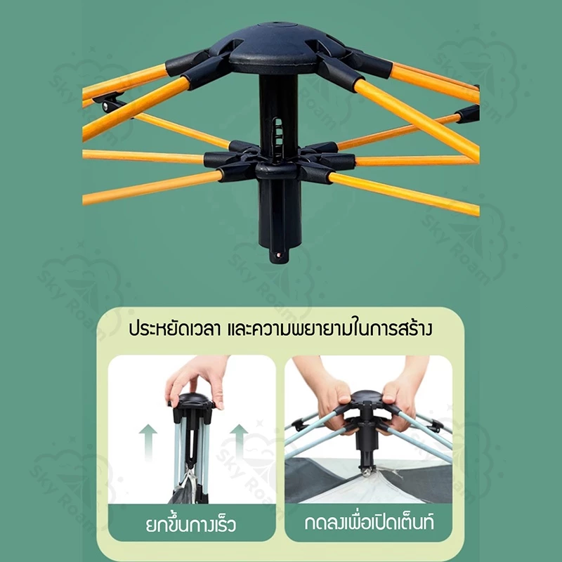 เต็นท์กางอัตโนมัติ สำหรับ 3-4 คน และ 5-8 คน เต็นท์เดินป่ากันฝนกันแดด thumbnail 5