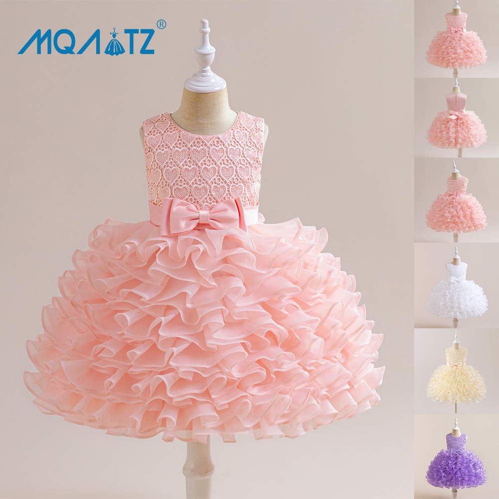 Mqatz ชุดเดรสเจ้าหญิง แขนกุด สีชมพู สําหรับเด็กผู้หญิง AL062
