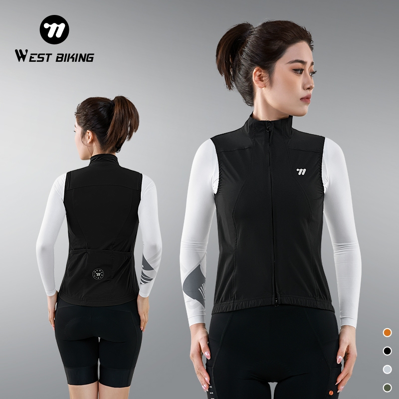 WEST BIKING เสื้อกั๊กขี่จักรยานผู้หญิงแขนกุดจักรยาน Jersey Windbreaker กันน้ํา Windproof Breathable แผนที่ขี่จักรยาน Jersey