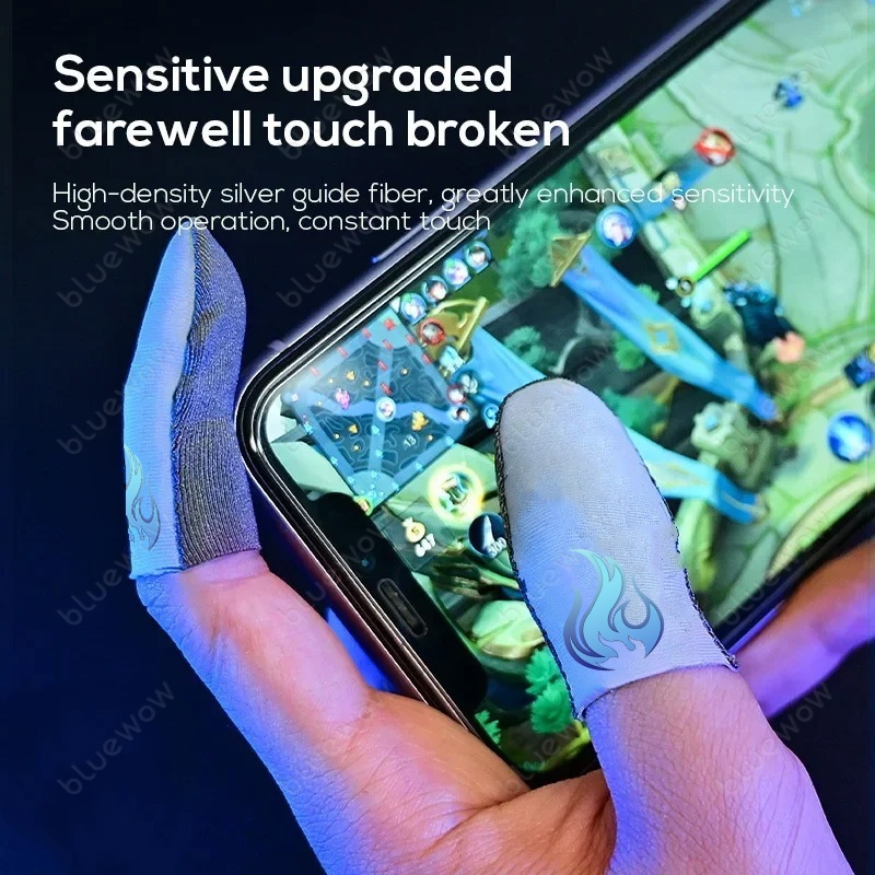 Bluewow Silver ถุงมือสําหรับเล่นเกมมือถือ เรียบและทนทาน PUBG/MLBB/Alliance