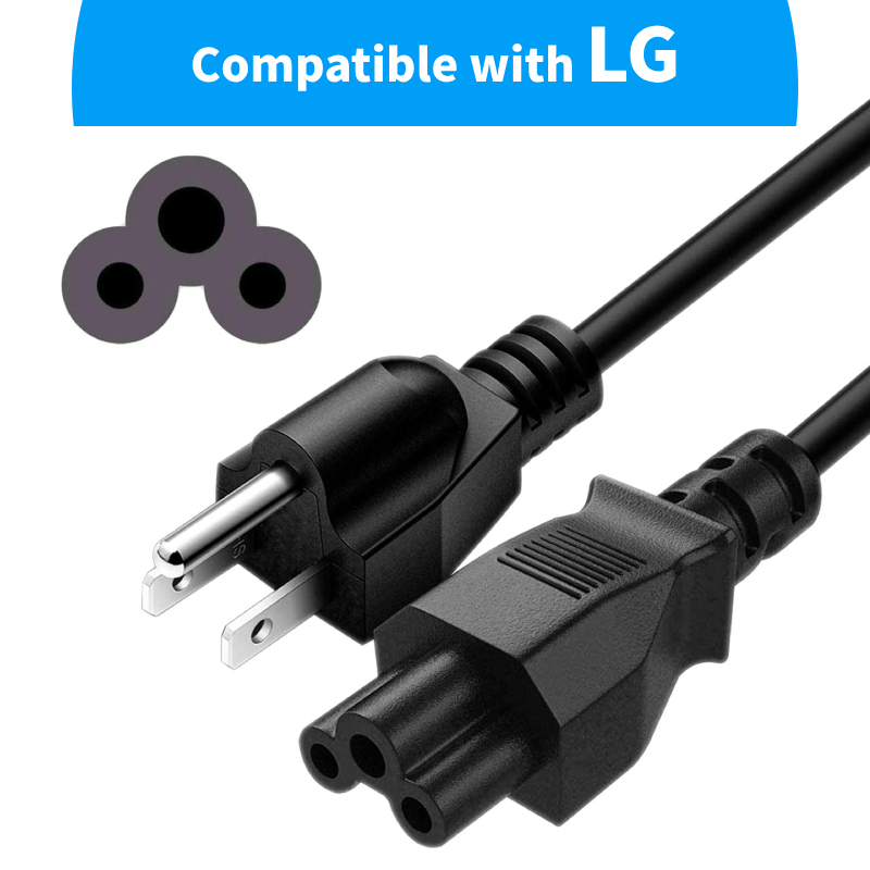 3 Prong AC สายไฟแล็ปท็อป 1.8 ม. สายไฟสากล | 125โวลต์ | สําหรับ LG โน้ตบุ๊ก, จอภาพ, เครื่องพิมพ์, เครื่องสแกน NEMA 5-15P ถึง C5 Power