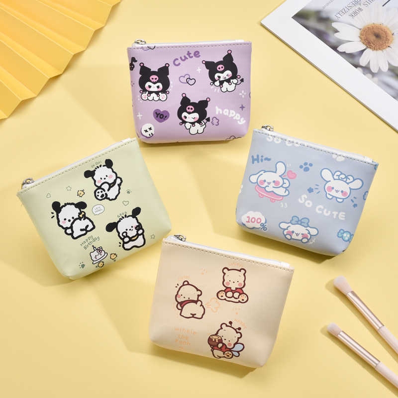 ใหม่ใหม่ Sanrio การ์ตูนกรณี Kawaii Hello Kitty Cinnamoroll Melody Kuromi กระเป๋าเหรียญน่ารักอะนิเมะเก็บกระเป๋าขนาดเล็กของขวัญสําหรับสาวร้อน