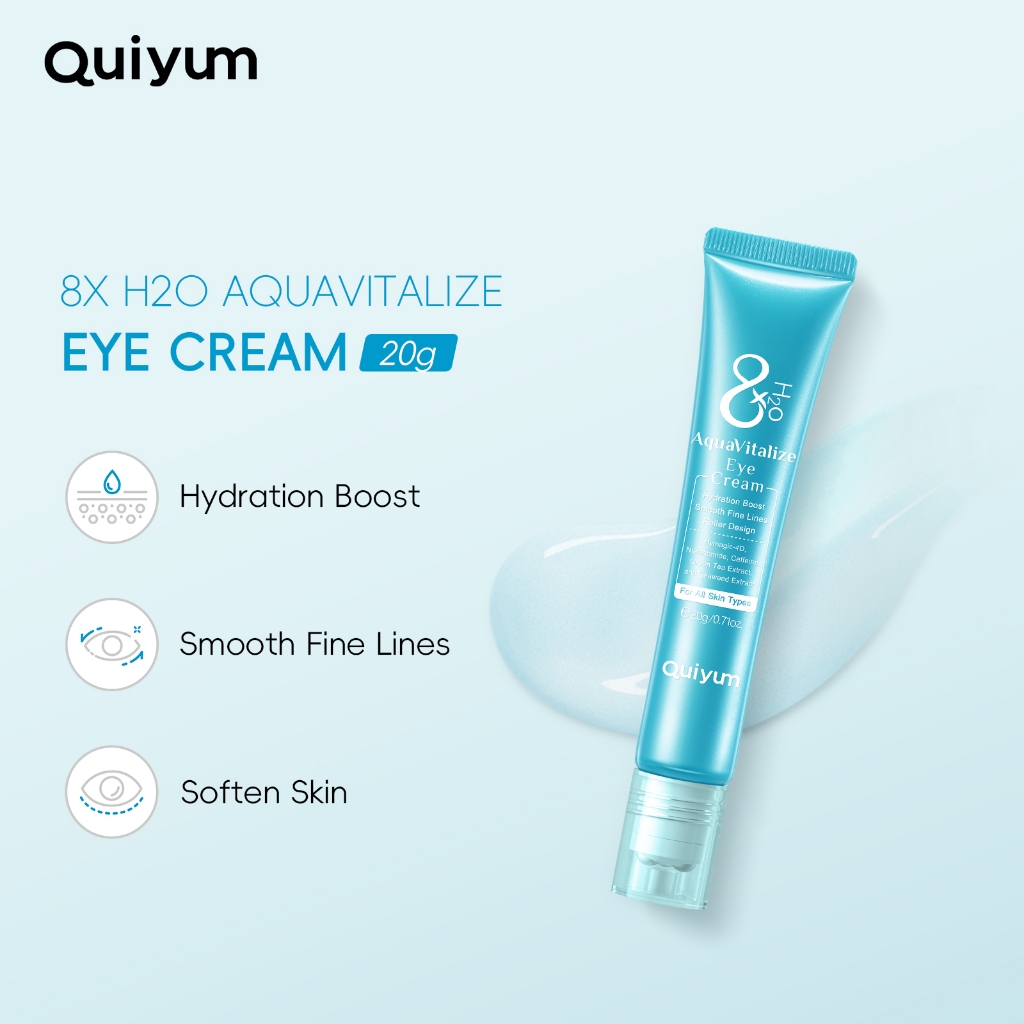 Quiyum 8X H2O AquaVitalize Eye Cream สําหรับทุกสภาพผิว Deep Mosisionurizing Smooth Fine Lines Roller