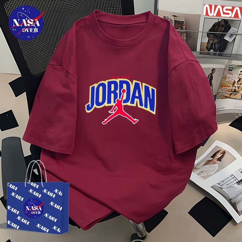 [พร้อมส่ง]NASA แต่งตัวเท่ๆ 🏀ไซส์ใหญ่พิมพ์ลายบาสเก็ตบอลคอกลมแขนสั้นผ้าฝ้าย ใส่ได้