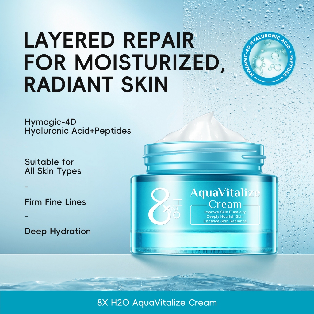 Quiyum 8X H2O AquaVitalize Cream 55g Deeply Nourish Skin Enhance Skin Radiance