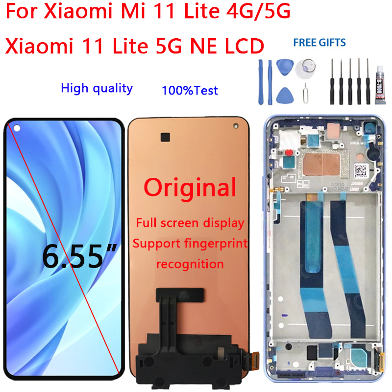 สําหรับ Xiaomi Mi 11 Lite 4G 5G NE M2101K9G, M2101K9C, M2101K9R M2101K9AG 2109119ดีจี, 2107119จอแสดง