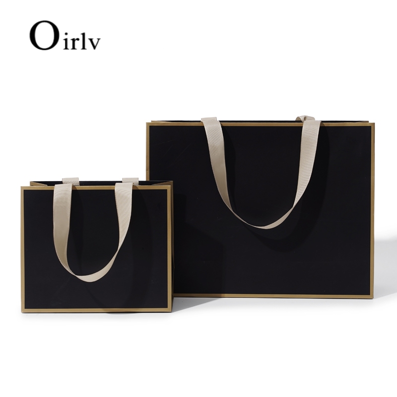 Oirlv Paper Gift Bag ถุงกระดาษสีดํา D049