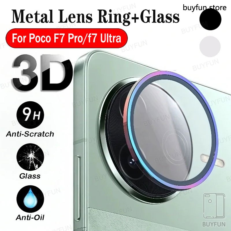กระจกป้องกันเลนส์กล้องสําหรับ Xiaomi Poco F7 ultra poko F5 x7 X6 F6 ProFull เลนส์แหวนโลหะ Protector กล้องฟิล์มกันน้ํา Anti Scratc