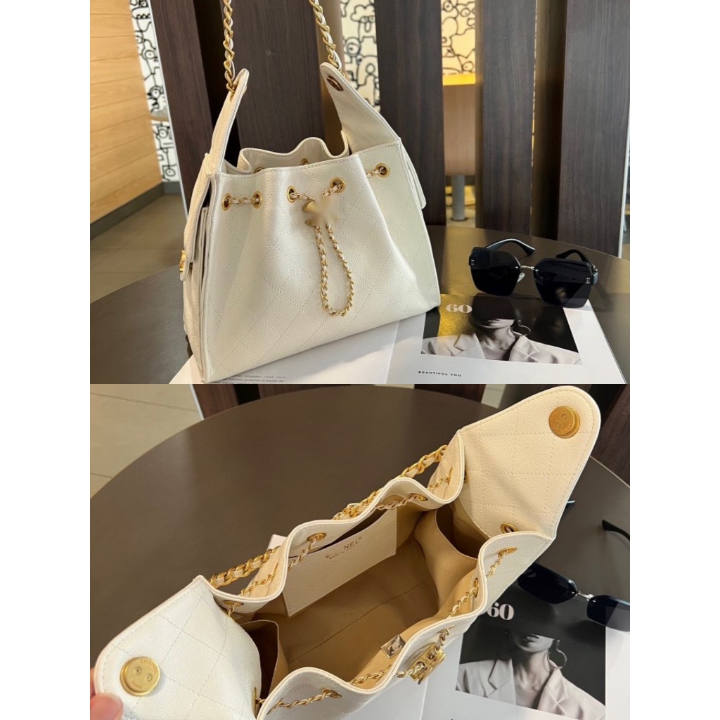 กระเป๋าถือผู้หญิง 25bag Caviar Chain Bag Multi-Pocket Crossbody ความจุขนาดใหญ่ Tote Bucket