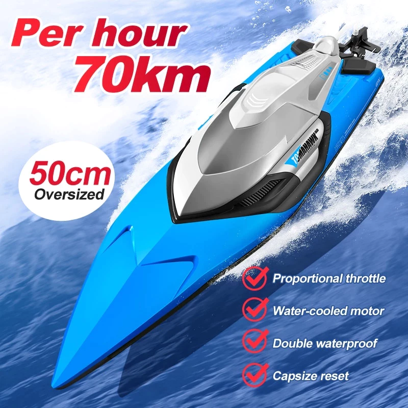 เรือบังคับวิทยุ 50ซม. 70กม./ชม. Rc Boat การแข่งขันความเร็วสูงควบคุมระยะไกลแบบมืออาชีพเรือสปีดโบ๊ทใช้งานได้นาน20นาทีสำหรับเป็นของขวัญให้เด็กของเล่นสำหรับเด็กผู้ชาย8 + เรือบังคับ แรงๆ