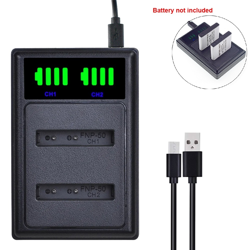 LCD USB dual NP-50 เครื่องชาร์จแบตเตอรี่สําหรับ Fujifilm FinePix F500EXR F600EXR F605EXR XF1 F85EXR 